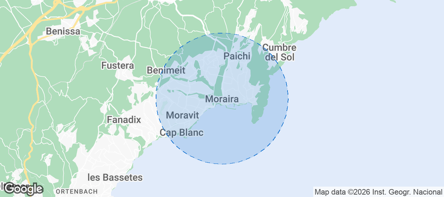 Moraira Airbnb map